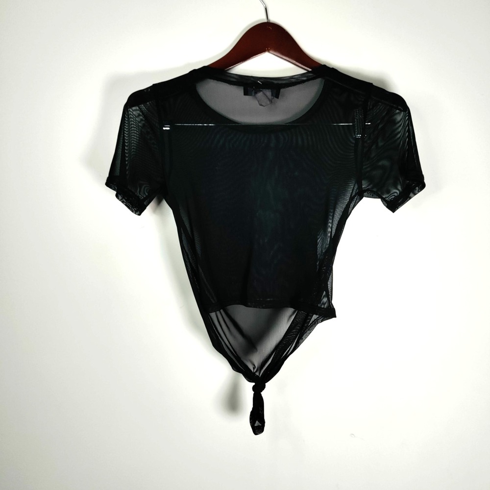 Aliyah Akira Sheer Beaded Pearls Pose Tie Crop Top S‎ Graphic Sexy Souvenir Sexy - Picture 5 of 11